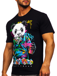 Черна мъжка тениска с принт Bolf 2186