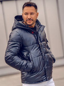 Тъмносиньо капитонирано зимно мъжко спортно яке Bolf EX2125A