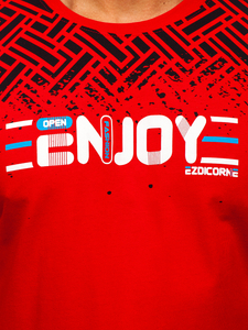 Червена памучна мъжка тениска с принт Bolf 14720