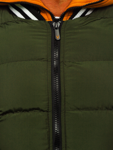 Зелен капитонирано мъжко зимно яке Bolf 6900