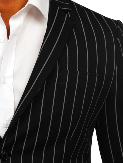 Чернo-сиво раирано мъжко сако casual Bolf 1652