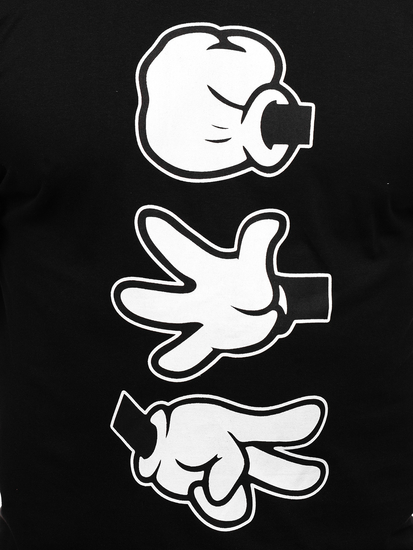 Черна памучна мъжка тениска с щампа Bolf KS1997