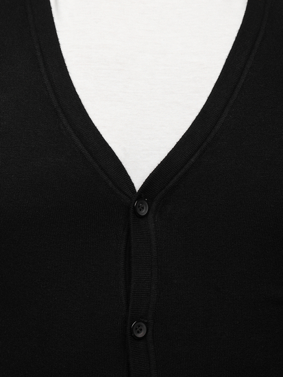 Черна мъжка жилетка от фино плетиво с копчета Bolf YY06