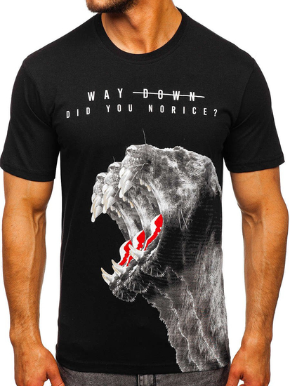 Черна мъжка тениска с принт Bolf 181519