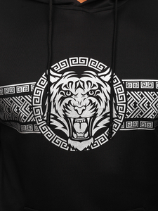 Черен мъжки суитшърт с качулка и принт Bolf 8B996
