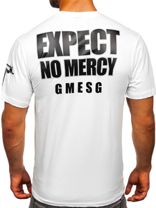 Бяла мъжка тениска с принт Bolf 2291