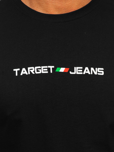 Черна мъжка памучна тениска с принт Bolf 14761