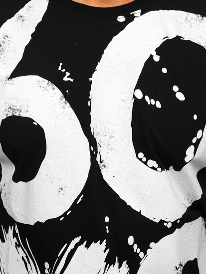 Черна мъжка тениска с принт Bolf 0303м