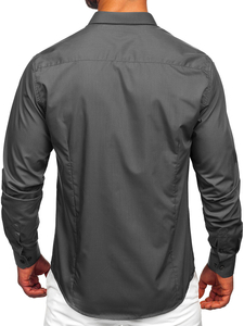 Светъл графитена елегантна мъжка риза с дълъг ръкав Bolf 1703