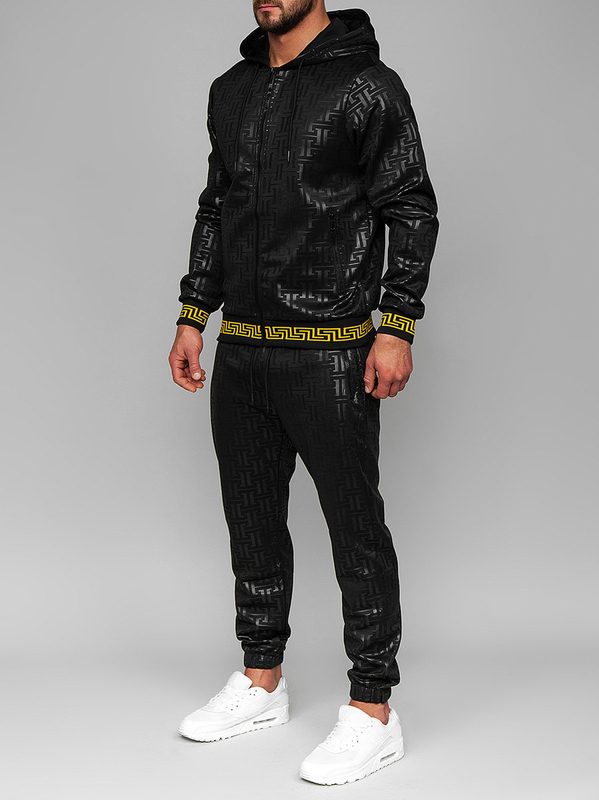 Черен мъжки анцуг с качулка Bolf 3A161