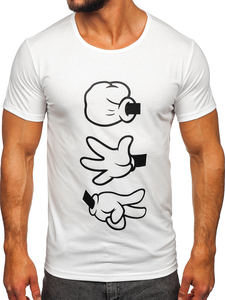 Бяла мъжка тениска с принт Bolf KS1997