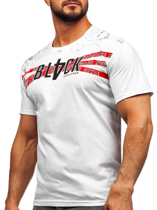 Бяла мъжка памучна тениска Bolf 14722