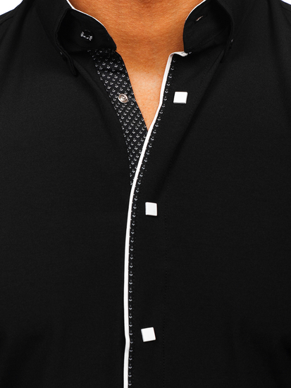 Черна мъжка елегантна риза с дълъг ръкав Bolf 7724-1