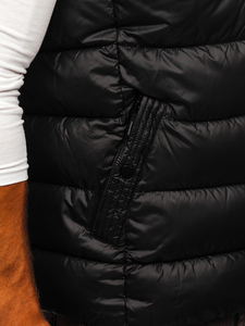 Черен мъжки елек с качулка Bolf 2909