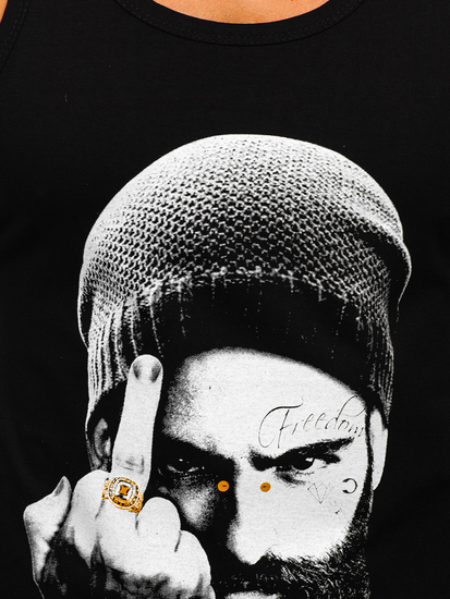 Черен мъжки потник tank top с принт Bolf 14842