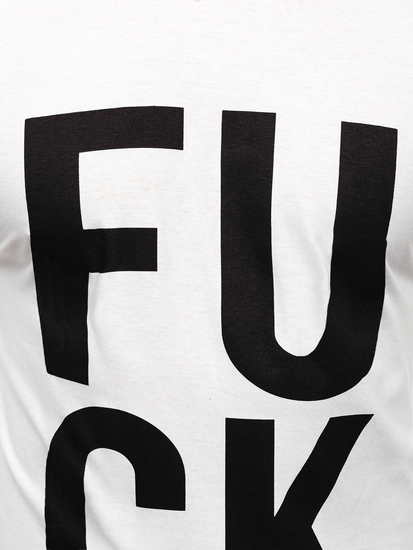 Бяла мъжка блуза с дълъг ръкав и принт Bolf 146740