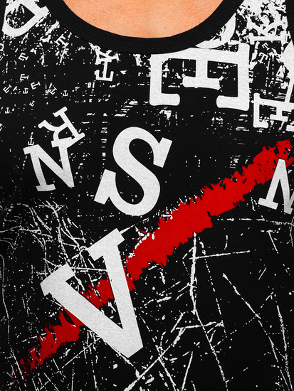 Черен мъжки потник tank top с принт Bolf 14853