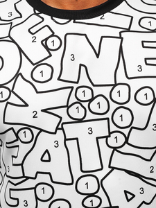 Чернo-бял мъжки суитшърт без качулка с принт Bolf 8B1136