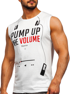 Бял мъжки потник с принт Bolf 14815