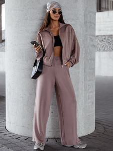 Дамски двуцветен спортен комплект с цип капучино Bolf 821109