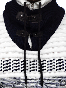 Дебел тъмносин мъжки пуловер с висока яка Bolf 2020