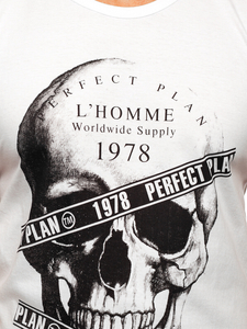 Бяла тениска без ръкави tank top с принт Bolf 14807