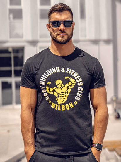 Черна мъжка тениска с принт Bolf Y70015A