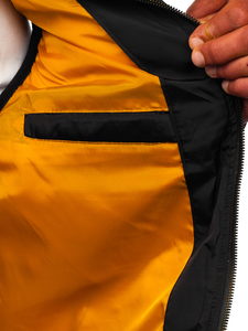 Черен плътен капитониран мъжки елек с качулка Bolf 7129