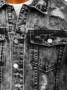 Сиво мъжко дънково яке Bolf AK588