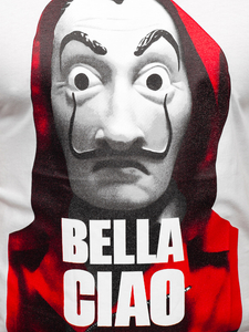 Бяла мъжка тениска с принт Bolf 192410