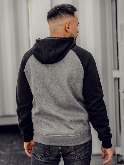 Графитен мъжки суитшърт с качулка Bolf LM77002