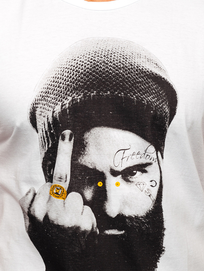 Бял мъжка тениска  tank top с принт Bolf 14812