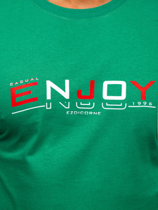 Зелена памучна мъжка тениска с принт Bolf 14739