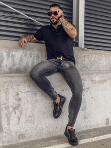 Черна мъжка поло тениска Bolf 8T80