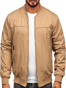 Двулицево мъжко преходно яке тип бомбър в цвят камел Bolf 84M3005