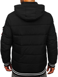 Черно ватирано мъжко зимно яке Bolf 62M9517