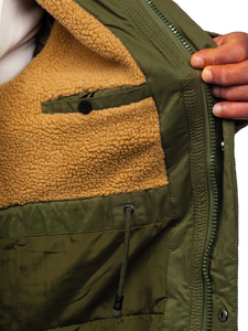 Мъжко зимно яке парка зелено Bolf 1794