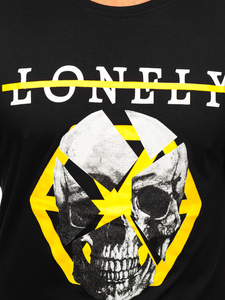 Черна мъжка тениска с принт Bolf Y70011