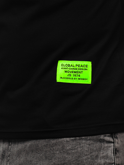 Черна мъжка тениска с принт Bolf MT3046