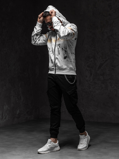 Мъжки бял суичър с цип Bolf 27B8125A1