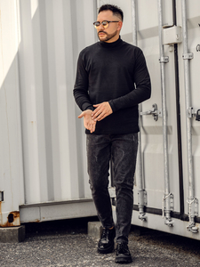 Черно мъжко полуполо basic Bolf 145348