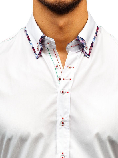 Мъжка елегантна риза с дълъг ръкав бяла Bolf 2701