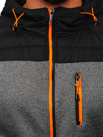 Черно капитонирано мъжко преходно яке Bolf 8M902