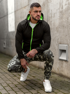 Черно-зелено мъжко преходно яке softshell Bolf HH017