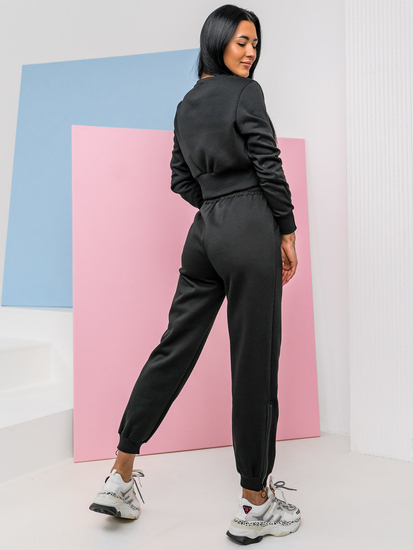 Черен дамски спортен комплект oversize от две части Bolf 8C78