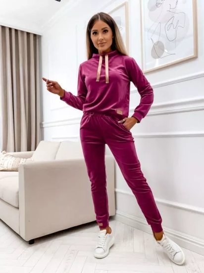 Фуксия плюшен дамски комплект от две части Bolf 637