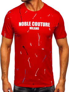 Червена памучна мъжка тениска с щампа Bolf MPO3443