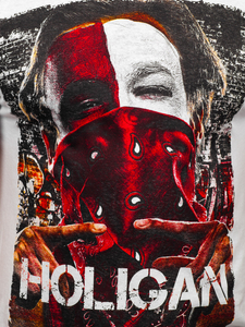 Бяла памучна мъжка тениска с принт Bolf CMR18