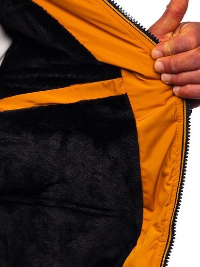 Черно капитонирано мъжко зимно яке Bolf 6902