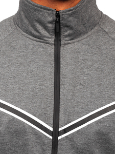 Графитен мъжки суитшърт с цип, без качулка Bolf B062